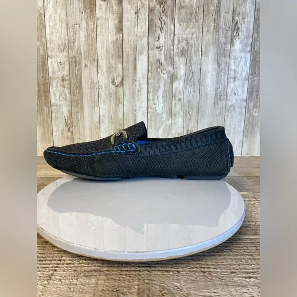 Donald Pliner Victor Mens Casual Shoes Embossed Black Leather Loafers Size 9M - Picture 6 of 15